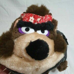 Warner‎ Bros 1993 Tasmanian Devil Plush 8' Leather Jacket Looney Tunes Taz
